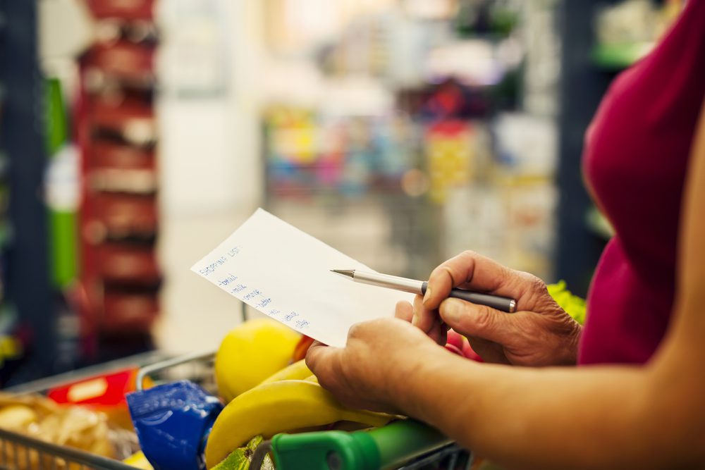 Shopping list closeup.