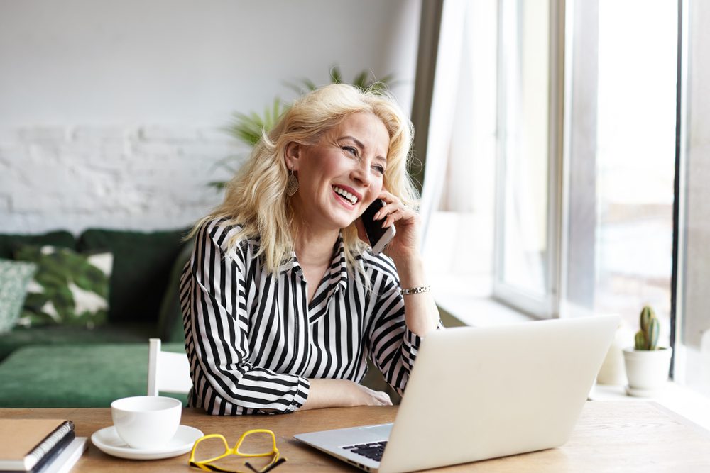 Business woman on the phone.