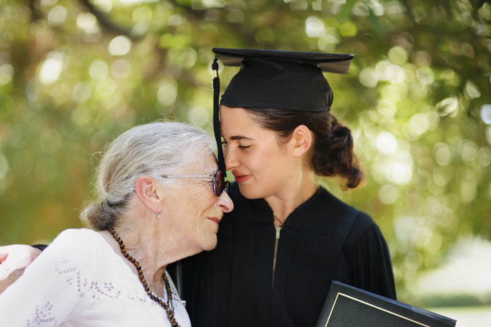 Grandmother with graduating granddaughter. 