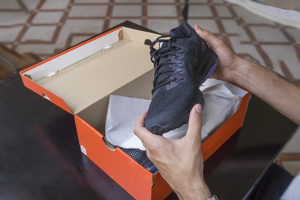 Shoes in a box.