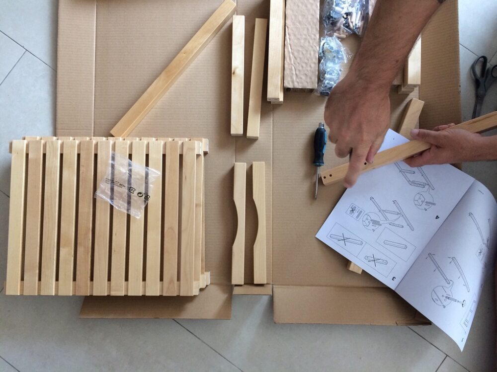 Assembling furniture.