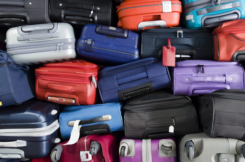 Stacked luggage.